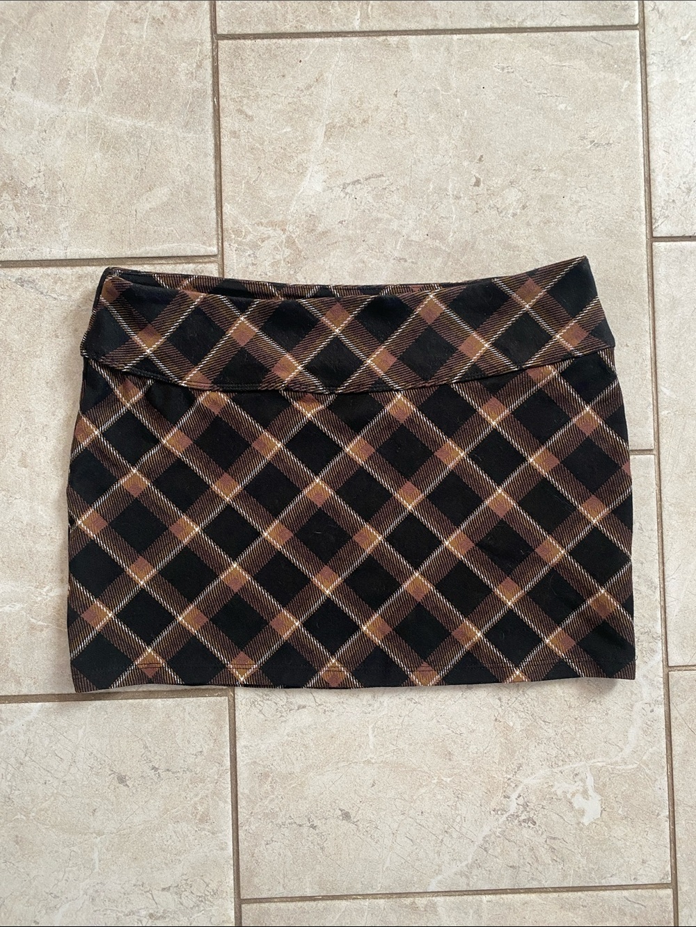 Divided H&M Brown Black Plaid Ultra Mini Skirt